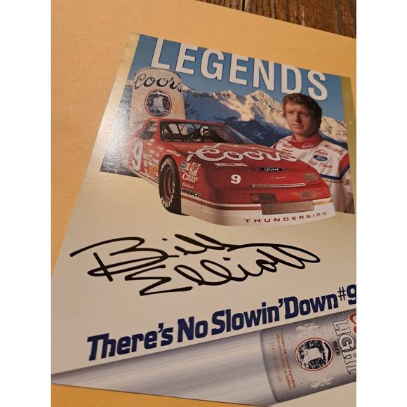 Vintage 90 Bill Elliott Coor Light Legends Driver Card 9 Ford Thunderbird Nascar - Picture 2 of 3